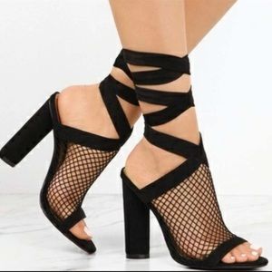Mesh Block Heel